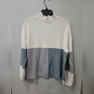 NWOT Andrée By Unit Mock Turtleneck Colorblock Oversized Sweater Small